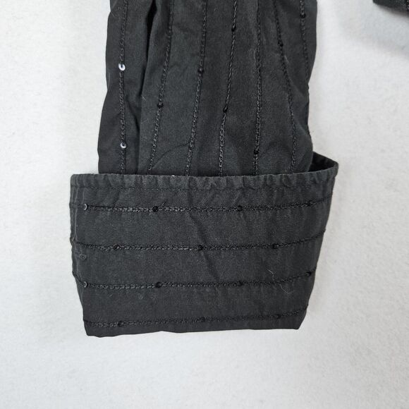 Lafayette 148 New York Blouse Women 14 Black Sequins Embroidered Striped FLAWED - Picture 15 of 16